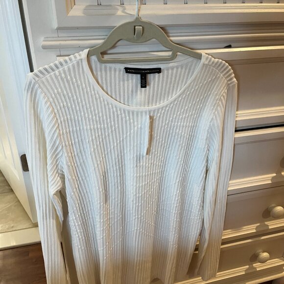 White House Black Market Ribbed Knit Fitted Sweater.  White.  Size: Large . NWT - Picture 4 of 6
